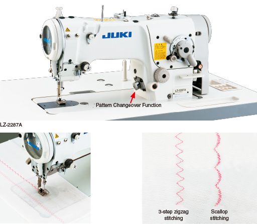 JUKI LZ-2287A — Переключение между 3-шаговым зигзагом и фестонной строчкой одним касанием